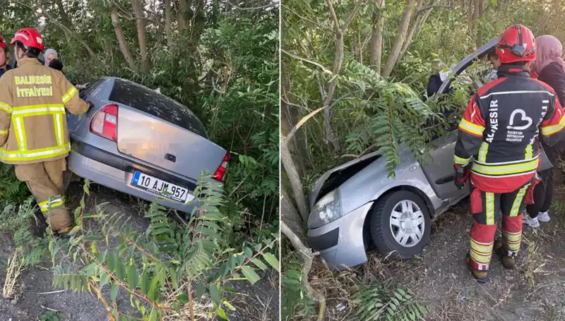 Balıkesir'de Otomobil Şarampole Yuvarlandı: Feci Kaza İki Yaralıyla Sonuçlandı