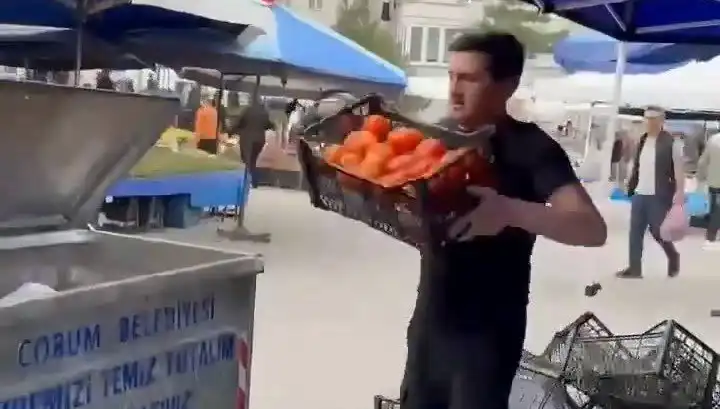 Domatesleri Çöpe Dökerek Pazarcıya Korkunç Ceza Kesildi