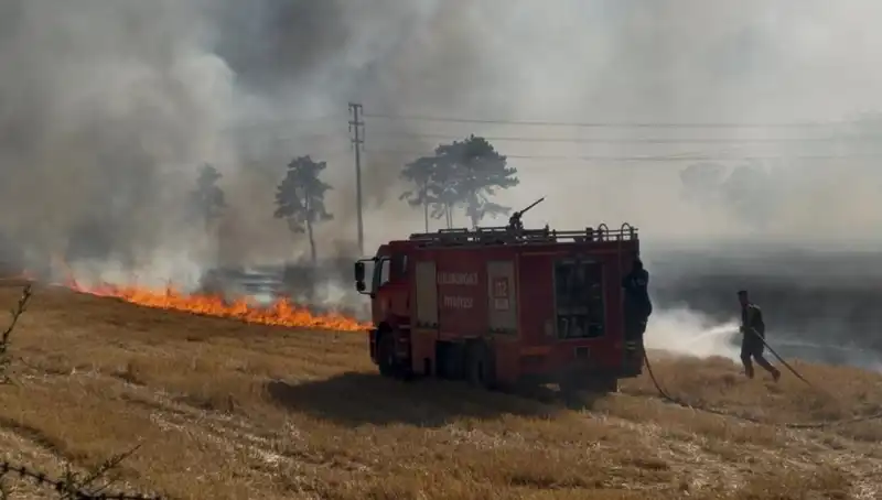Kırklareli’nde Meydana Gelen Anız Yangını, Bölgeyi Korkuttu